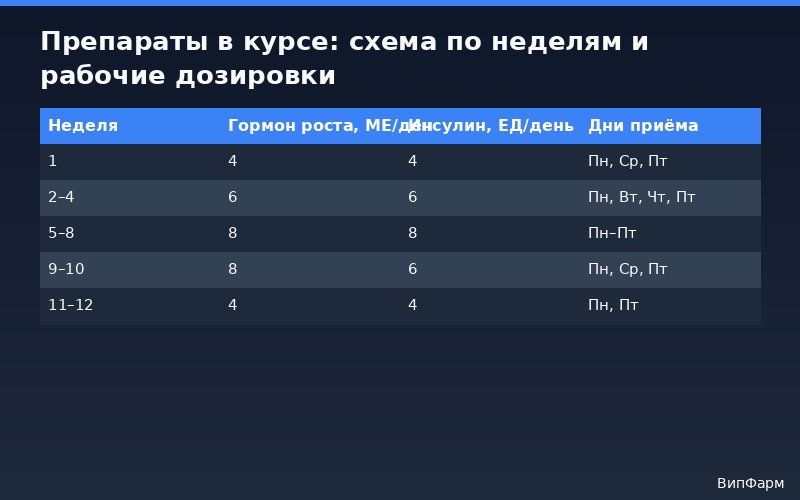 гормон роста с инсулином - Препараты в курсе: схема по неделям и рабочие дозировки | ВипФарм