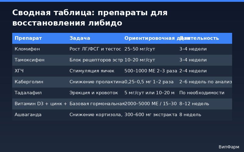препараты для повышения либидо - Сводная таблица: препараты для восстановления либидо | ВипФарм